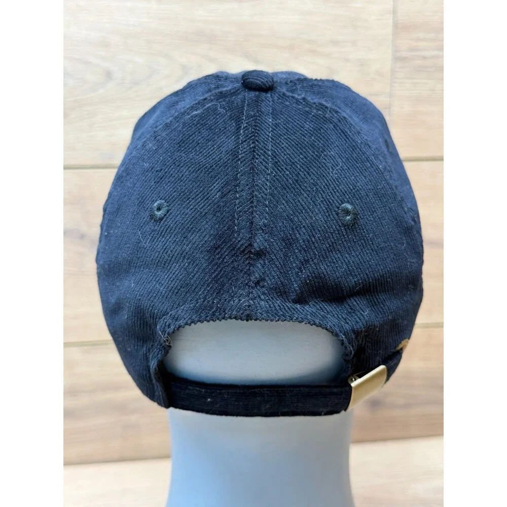 Yellowstone Dutton Ranch Black Corduroy Strapback Hat w/ Yellow Embroidered Logo